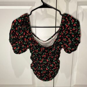Ruffled crop-top with cherries